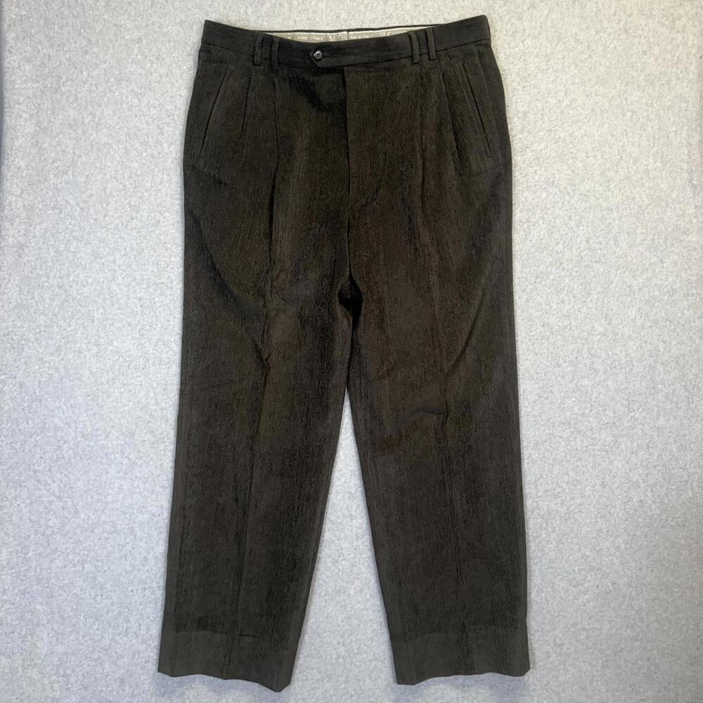 St Croix Corduroy Dress Pants Men’s Brown Wool Blend Trousers Size 36 X 30 Italy